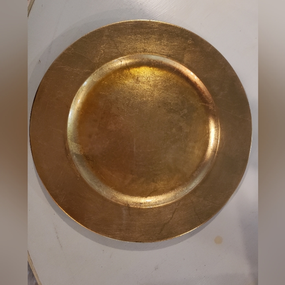 Gold Laquer Charger Plates, set of 2, used
